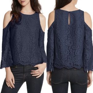 • Joie • Abay Cold Shoulder Lace Top Notte Blue